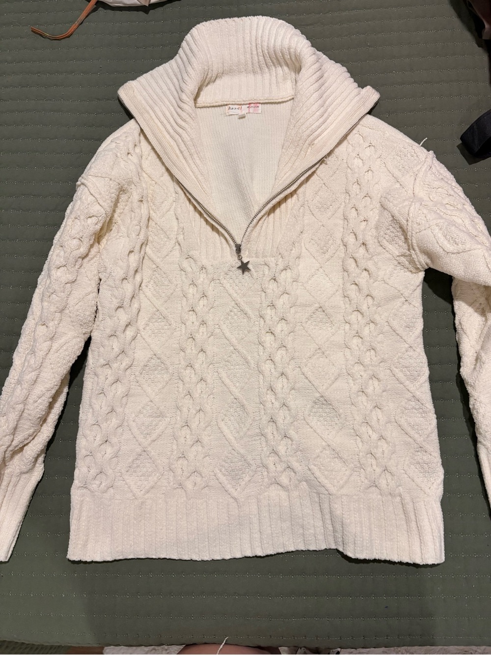 Cozy Cream Cable-Knit Half-Zip Turtleneck Sweater